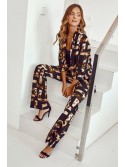 Elegante Schlaghose mit Animal-Print, Schwarz und Beige 50200 – Online-Shop – Boutique